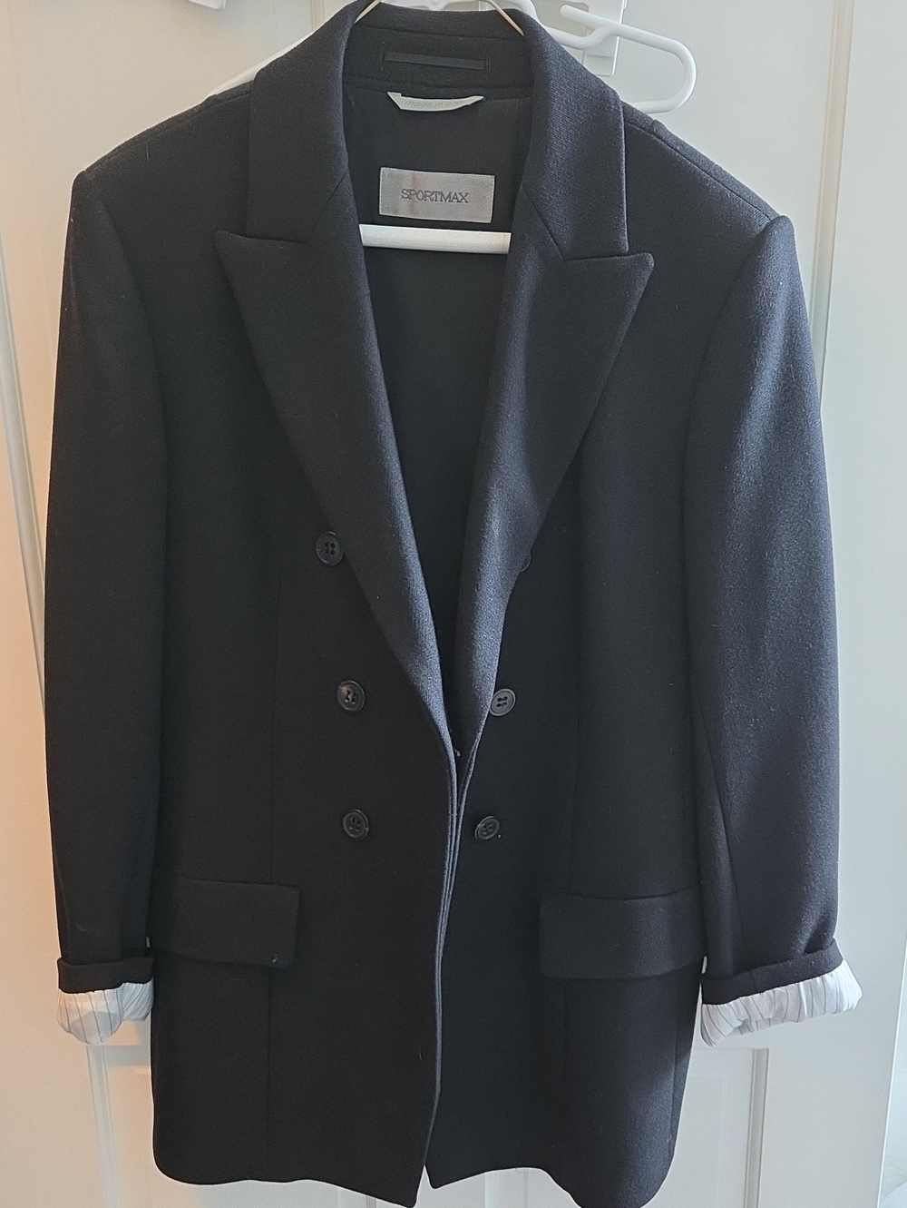 Sportmax Black Double-Breasted Wool Blazer